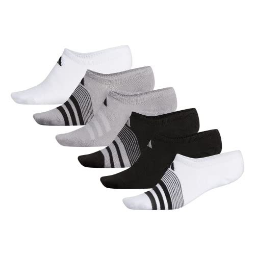 adidas Women's Superlite Super No Show Socks (6-pair), White/Light Onix/Black, Medium