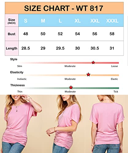 MBJ WT817 Womens Dolman Drape Top with Side Shirring L Wine