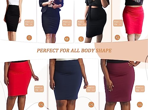 Womens Premium Nylon Ponte Stretch Office Pencil Skirt Made Below Knee KSK45002 1073T Charcoal XL