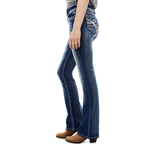 WallFlower Women's Luscious Curvy Bootcut Mid-Rise Insta Stretch Juniors Jeans (Standard and Plus), Jenna, 13