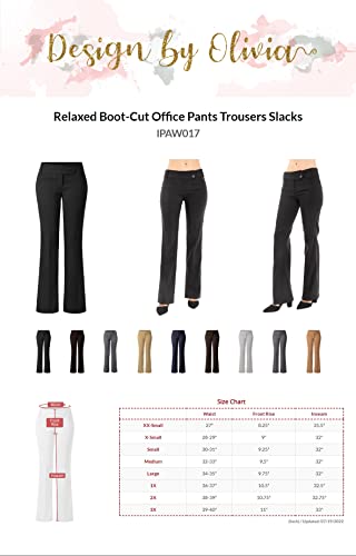 Design by Olivia Women's Relaxed Boot-Cut Office Pants Trousers Slacks Black M