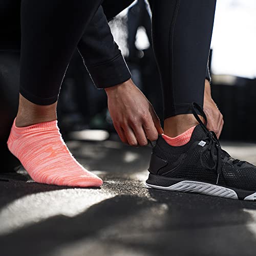 Under Armour Women's Essential 2.0 Lightweight No Show Socks, 6-Pairs , White/Cerise Assorted , Medium