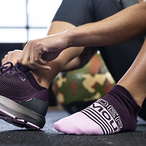 Under Armour Women's Essential 2.0 Lightweight No Show Socks, 6-Pairs , White/Cerise Assorted , Medium