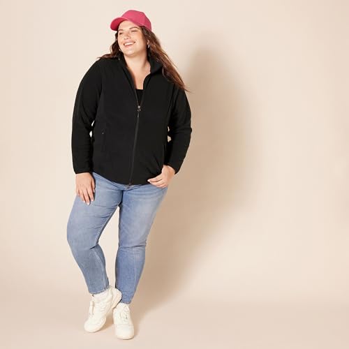 Amazon Essentials Women's Classic-Fit Full-Zip Polar Soft Fleece Jacket (Available in Plus Size), Black, Medium