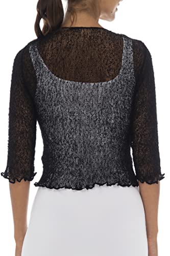 Back From Bali Womens Lightweight Knit Cardigan Shrug Lite Sheer Black
