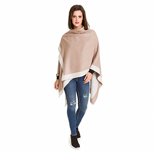 Women's Shawl Wrap Poncho Ruana Cape Cardigan Sweater Open Front for Fall Winter (PC01-15)