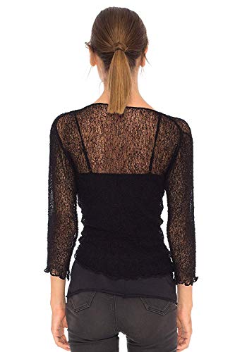 SHU-SHI Womens Sheer Shrug Tie Top Cardigan Lightweight Knit,Black,One Size