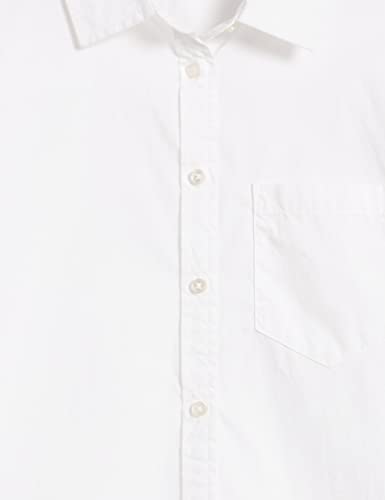 Amazon Essentials Women's Classic-Fit Long-Sleeve Button-Down Poplin Shirt, White, Medium