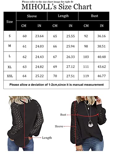 MIHOLL Women’s Long Sleeve Tops Lace Casual Loose Blouses T Shirts