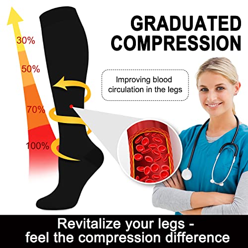 Aoliks Black Compression Socks for Women & Men Circulation 15-20 mmHg - Best Support for Nurses,Running(S/M)