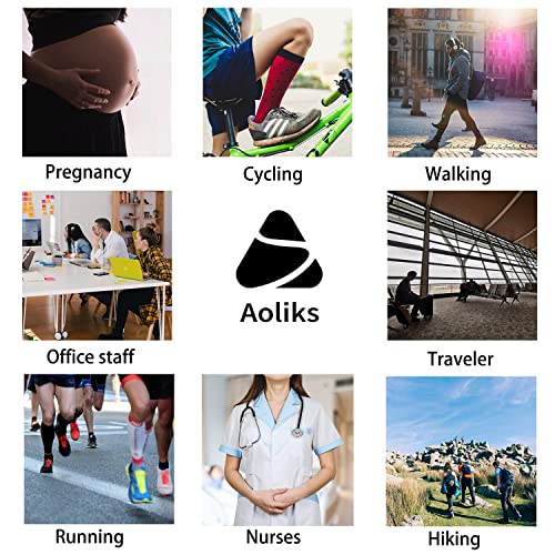 Aoliks Black Compression Socks for Women & Men Circulation 15-20 mmHg - Best Support for Nurses,Running(S/M)