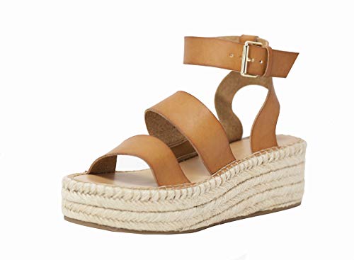 The Drop Women's Listilla Espadrille Flatform Ankle Strap Sandal Wedge, Cognac, 10