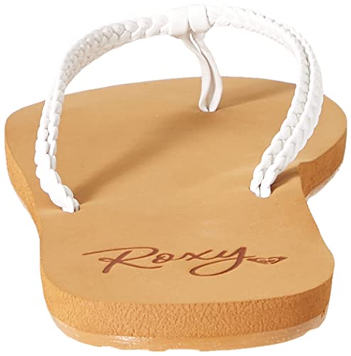 Roxy Women's Costas Sandal Flip Flop, White, 9 Medium US
