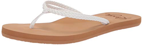 Roxy Women's Costas Sandal Flip Flop, White, 9 Medium US