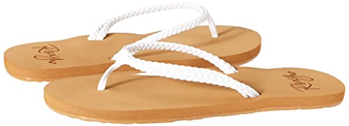 Roxy Women's Costas Sandal Flip Flop, White, 9 Medium US