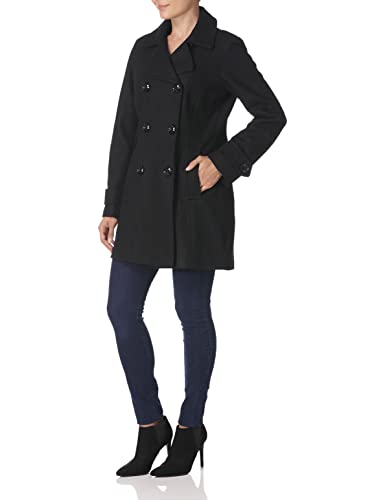 Anne Klein womens 6121147f93 Pea Coat, Black, Large US