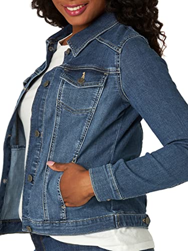 Riders by Lee Indigo Women's Denim Jacket, Weathered-Medium Blue, Large
