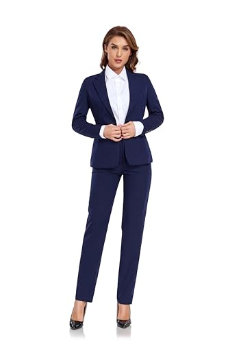 Professional Navy Blue 2 Piece Women's Work Suit