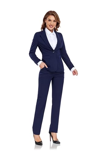 Professional Navy Blue 2 Piece Women's Work Suit