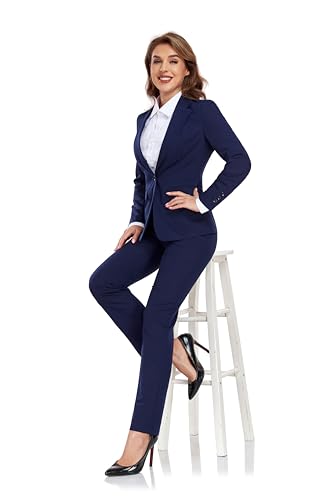 Professional Navy Blue 2 Piece Women's Work Suit