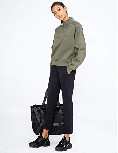 AJISAI 7/8 Joggers Travel Pants with Pockets Lounge Casual Stretch Workout Pants for Women Black M