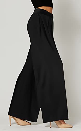 Palazzo Pants with Pockets for Women - Many Colors and Prints - High Waisted Wide Legged - Solid Black - One Size - 715854664499