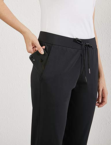 AJISAI 7/8 Joggers Travel Pants with Pockets Lounge Casual Stretch Workout Pants for Women Black M