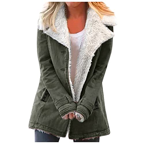 RMXEi Jean Jacket Women,Flannel Jackets For Women Trench Coats For Women Winter Jackets For Women Jackets For Women Womens Rain Coat Womens Faux Fur Coat Hooded Trench Coat(Dark Green,Large)