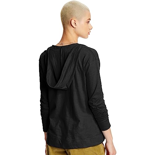 Hanes womens Slub Jersey fashion hoodies, Black, Small US