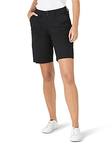 Lee Women's Relaxed Fit Avey Knit Waist Cargo Bermuda Short Black 14