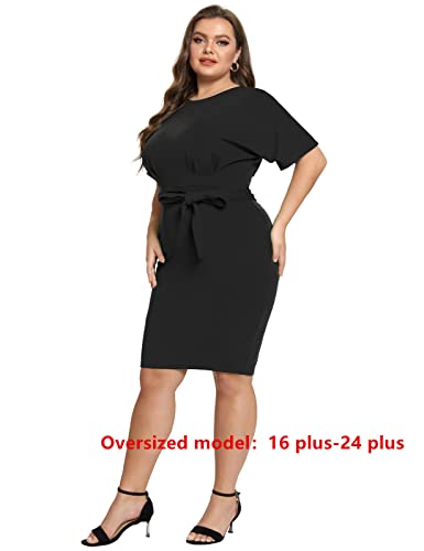 JASAMBAC Black Pencil Dress for Women Funeral Church Bodycon Professional Dresses for Work