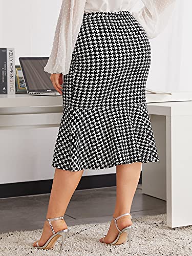 MakeMeChic Women's Plus Size Ruffle Hem High Waist Bodycon Pencil Skirt Black 2XL