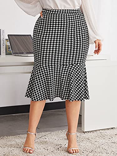 MakeMeChic Women's Plus Size Ruffle Hem High Waist Bodycon Pencil Skirt Black 2XL