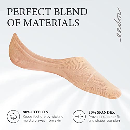 Eedor No Show Socks Womens - 8 Pairs Thin No Show Socks for Women - Non Slip Flat Boat Line Low Cut Socks Multi Color Large (8-10)