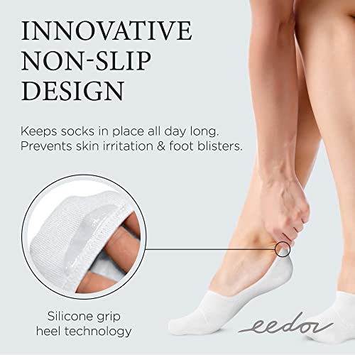Eedor No Show Socks Womens - 8 Pairs Thin No Show Socks for Women - Non Slip Flat Boat Line Low Cut Socks Multi Color Large (8-10)