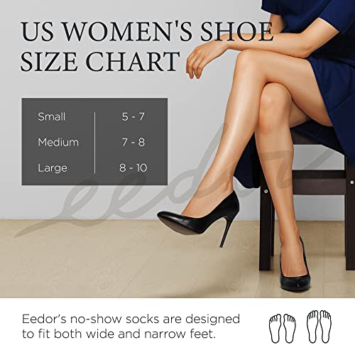 Eedor No Show Socks Womens - 8 Pairs Thin No Show Socks for Women - Non Slip Flat Boat Line Low Cut Socks Multi Color Large (8-10)