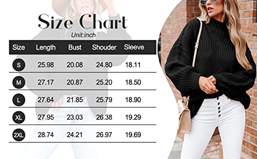 Women's Oversized Crewneck Sweater Drop Shoulder Loose Long Sleeve Knit Pullover Sweater Dark Green L