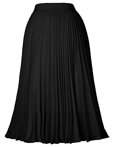 Kate Kasin High Waist Pleated Midi Skirt Casual Summer Skirt Black Size M KK659-3