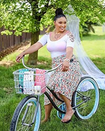 PRETTYGARDEN Women’s Bohemian Tie Dye Print Long Skirts Button Down High Waist Split A-Line Maxi Skirt (Floral Black, Medium)