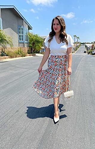 PRETTYGARDEN Women’s Bohemian Tie Dye Print Long Skirts Button Down High Waist Split A-Line Maxi Skirt (Floral Black, Medium)