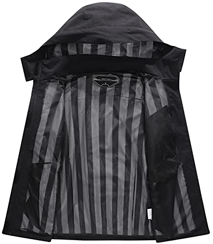 OTU Women's Waterproof Rain Jacket Lightweight Hooded Raincoat for Hiking Travel Outdoor Black M