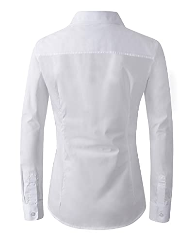 Women's Formal Work Wear White Simple Shirt (225 White, M)