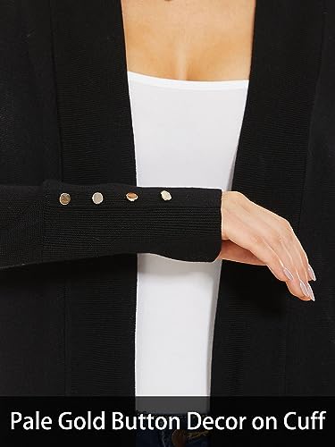 Spicy Sandia Women's Open Front Lightweight Knit Cardigans Long Sleeve Sweater Black