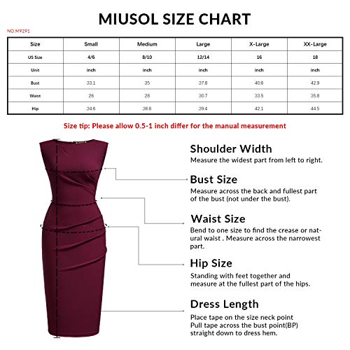 Miusol Women's Retro Ruffle Style Slim Work Pencil Dress(Medium, Black)