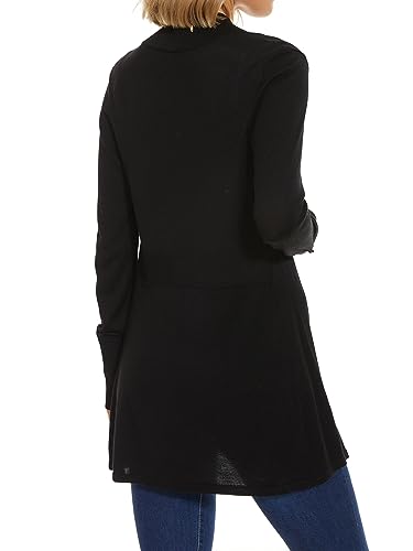 Spicy Sandia Women's Open Front Lightweight Knit Cardigans Long Sleeve Sweater Black