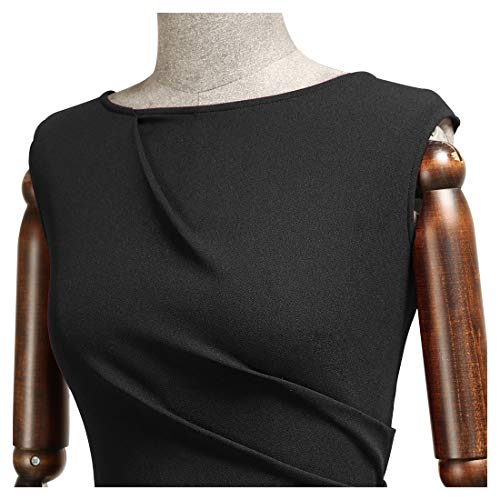 Miusol Women's Retro Ruffle Style Slim Work Pencil Dress(Medium, Black)