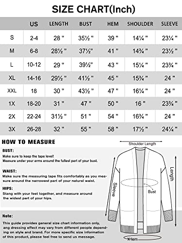 Spicy Sandia Women's Open Front Lightweight Knit Cardigans Long Sleeve Sweater Black