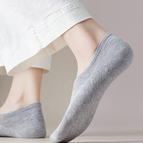 BERING Womens No Show Socks Ankle Thin Non Slip Footies Sneaker Low Cut for Flats Loafers Slip On, Size 6-9, Black/White/Grey, 6 Pairs