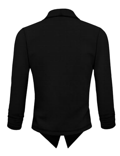 Womens Casual Work Office Open Front Blazer Jacket with Removable Shoulder Pads JK1133 Black Medium