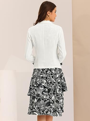 Allegra K Women's 2pc Chiffon Suit Set White